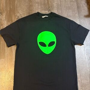 Balenciaga Black Tee with Neon Green Graphic